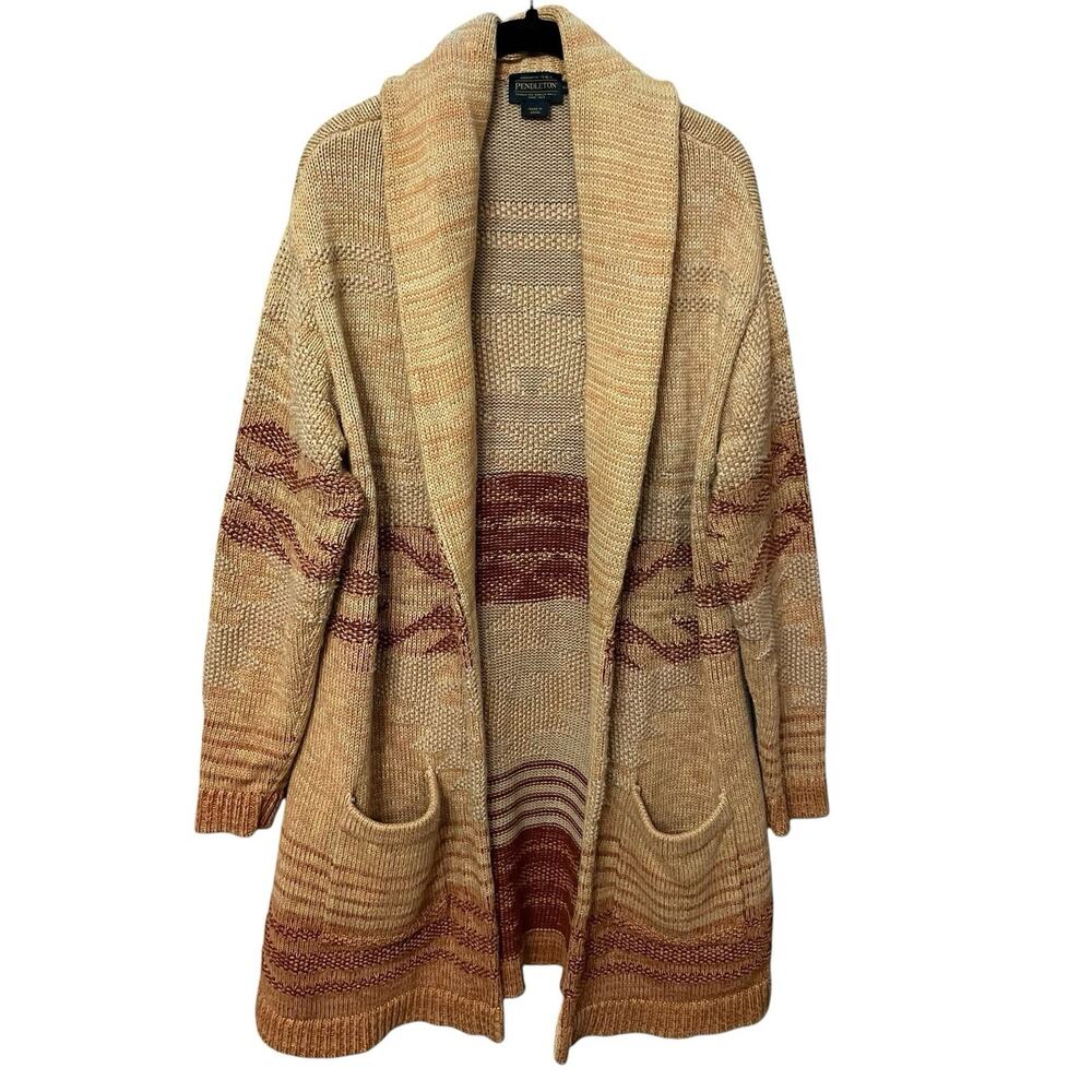 Pendleton Womens Monterey Cardigan XL Cotton Chunky Knit Southwestern Boho READ